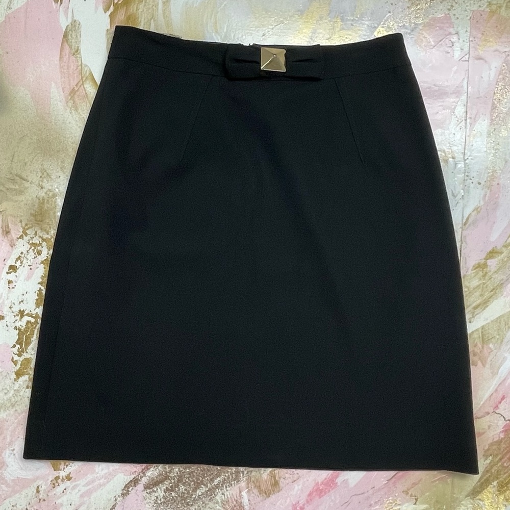 Kate Spade NY black gold metal bow skirt 6